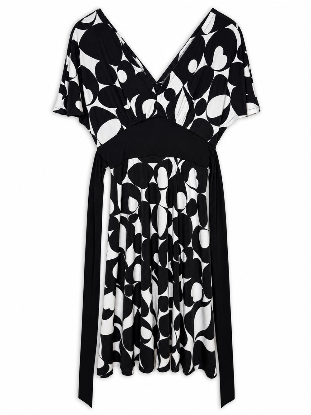 AGB Dress Size 6 Black White Geometric Print V-Neck Made in USA